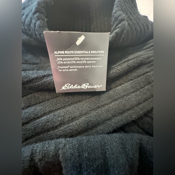 Eddie Bauer Alpine Route Essentials Ribbed Mock Neck Sweater Black NWT Size M - Picture 9 of 14
